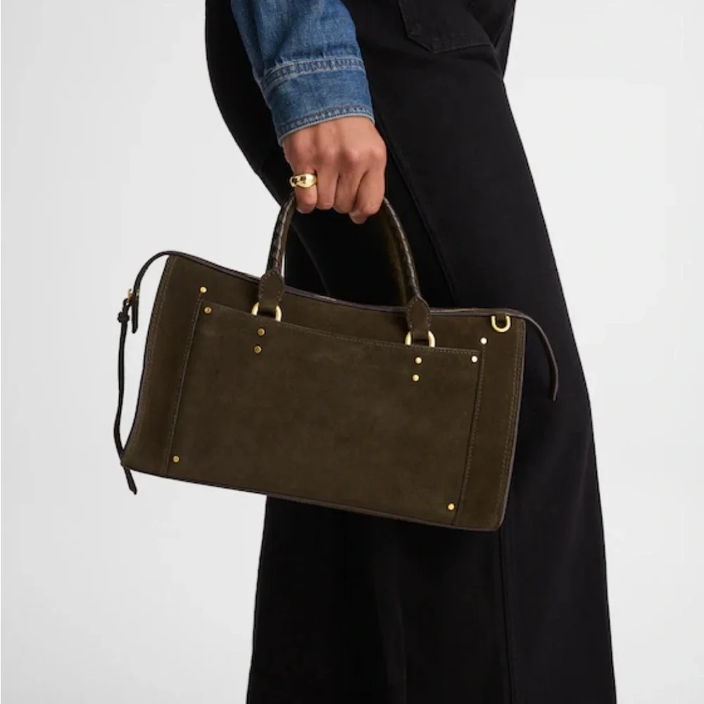 Madewell The Whipstitched Satchel Bag‎ Suede Coffee Bean NEW